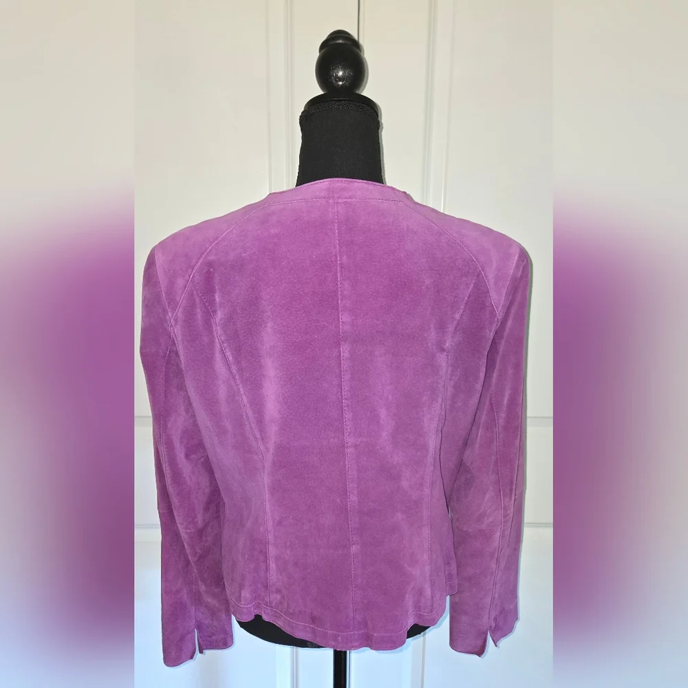 JONES NEW YORK Leather Moto Jacket Purple Sz XL - Picture 6 of 11